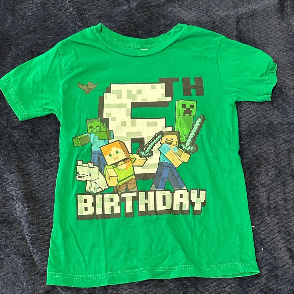 Green Minecraft Birthday Kids T-Shirt